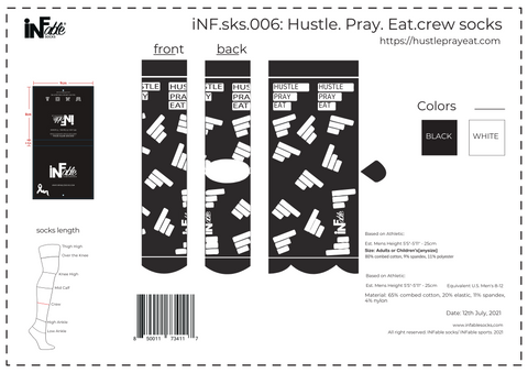 HUSTLE. PRAY. EAT. CUSTOM INFABLE SOCKS